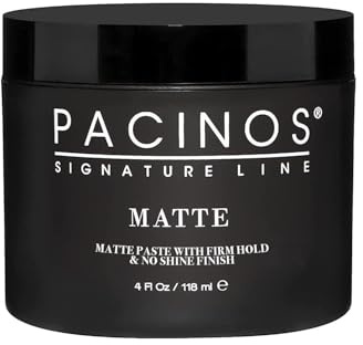 Pacinos Matte Hair Paste - Firm Hold, No Shine, Sculpting & Styling Wax, Long Lasting Definition & Texture, No Flakes, All Hair Types, 4 fl. oz.
