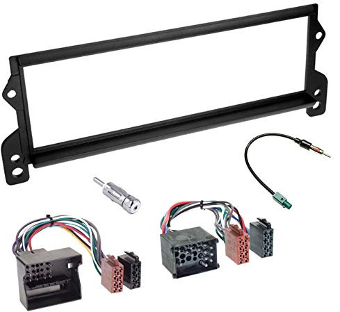 Sound-way Kit Montaggio Autoradio, Mascherina 1 DIN, Adattatore Connettore ISO, Adattatore Antenna, Adattatore Antenna Fakra, compatibile con Mini Cooper