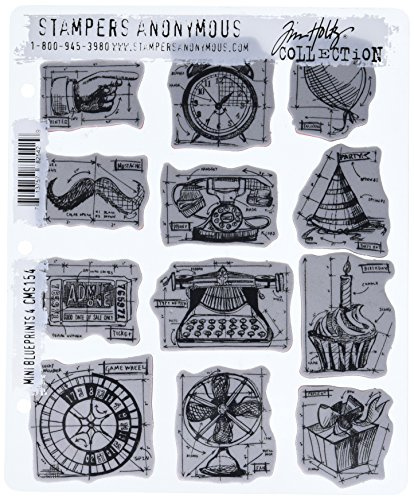 Tim Holtz Cling Mounted Stamp Sets Stampers Anonymous Mini Blueprints 4 Rubber Stamp