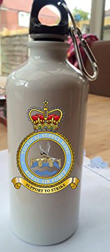 ROYAL AIR FORCE TACTICAL SUPPLY WING 600ML WHITE ALUMINUM WATER/SPORTS BOTTLE BY GENERATIONS GONE BY