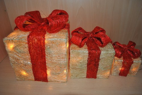 Beleuchtetes Geschenkboxen-Set, 3-tlg, einzeln stellbar