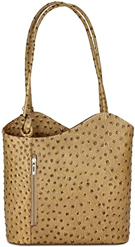 Belli italienische Ledertasche Backpack Classic 2in1 Damen Rucksack Leder Handtasche made in italy Schultertasche - 28x28x8 cm (B x H x T)
