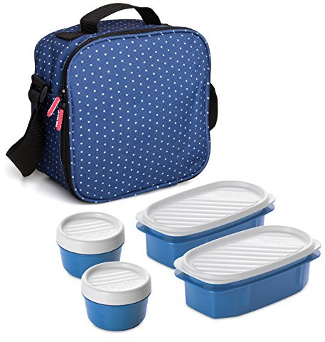 TATAY Urban Food Dots Bolsa térmica Porta Alimentos con herméticos incluidos, Tela, Azul, 22.5 x 10 x 22 cm