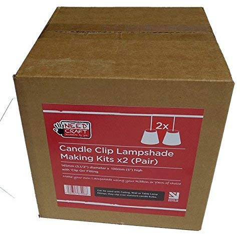 Needcraft 2X Set Clip-on Candle Bulb Lampshade Making Kit - DIY Clip-On Lampshades for Chandeliers, Ceiling Pendants, Bedside Lamps and Wall Lights