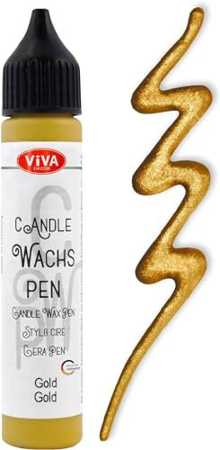 Viva Decor Wachs Pen 28ml (Gold) Premium Candle Liner & Wax-Pen - Ideal für individuelle Kerzengestaltung - Hochwertiger Wachs-Stift zum Anmalen, Verzieren & Personalisieren