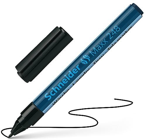 Schneider Maxx 248 Wäsche-/ Textilmarker (zum permanenten Beschriften von Textilien, waschfest und kochfest bis 90 °C) Schreibfarbe schwarz, 1 Stück