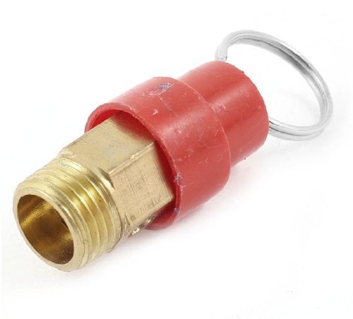 Sourcingmap Safety Valve Air Compressor Pressure Relief Valve, 1/4 BSP Male, Red Hat, 35mm Length
