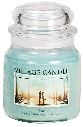 Village Candle 106316811 Regen Duftkerze im Glas, 454 g, Blau, 10,3 x 10,1 cm