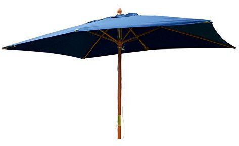 Jati Umbra 3m x 2m Large Garden Sun Umbrella Parasol with Cover (Navy Blue) - Double-Pulley, 2-Part Pole