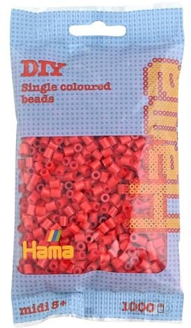 Hama Beads Bag | Approx. 1000 Midi Fuse Beads | Mosaic Decoration Arts & Craft for Creative Children Ages 5+ | Red