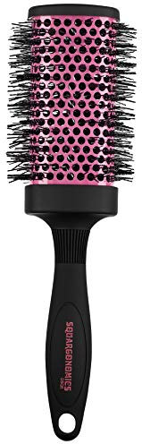 Denman Rund-Haar-Bürste Squargonomics, für schnelles/schonendes Föhnen und Glätten langer Haare, gewellte Nylonborsten, Durchmesser 53 mm, pink