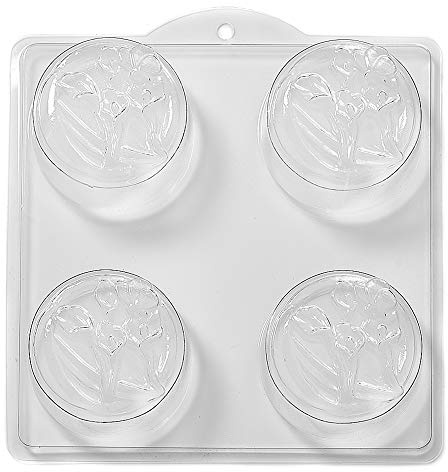 4 Hohlraum Rund Lilie/Lillies Seife/Bade Bombe Mulde Form L27