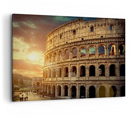 Wandbilder Dekoration Wohnzimmer Coloseum Roma Architektur Italien Bilder auf Leinwand 120x80cm Leinwandbild Schlafzimmer Deko Wand Kunstdruck Art Groß XXL Wanddeko Bild Decor Canvas AA120x80-2966