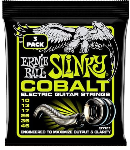 Ernie Ball Regular Slinky Cobalt Pack de 3 jeux de cordes, pour guitare électrique, calibre 10-46