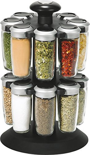 TRUDEAU Verre 5050885 Support à Epices 16 Bouteilles Epices Noir Incluses
