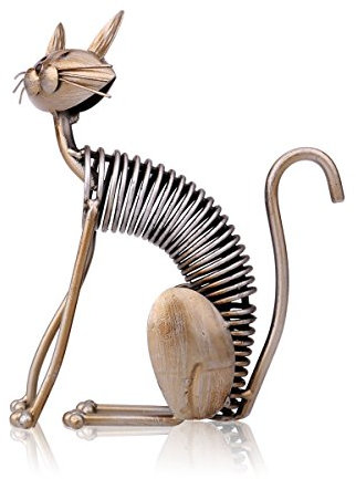Tooarts Metal Cat Sculpture Figurine Animal Gifts Office Modern Ornament Crafts Interior for Cat Lover Living Room Decorations (Sitting Cat)