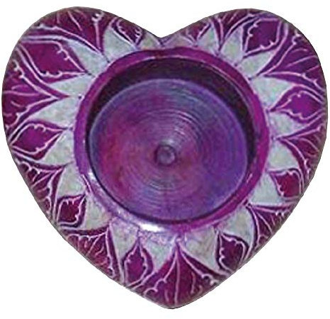 Unbekannt Teelicht Herz Speckstein lila 6cm