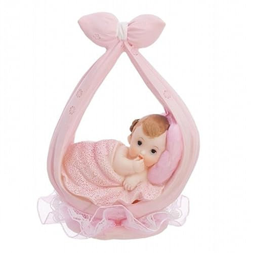 Tortenfigur Baby 11cm - Mädchen im Tragetuch - Tortenaufsatz zur Geburt Taufe Babyparty -PartyDeco - Kuchendekoration, DF2D - Hellrosa