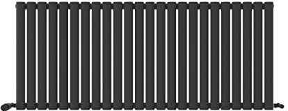 iBathUK Strata Horizontal Radiator, Single Oval Panel Radiators, 600x1440mm Slim Radiator for Bathroom,Kitchen,Living Room - Anthracite