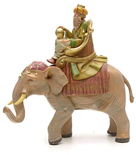 Holyart Figur Mulatte Heiliger König auf Elefant 12 cm Fontanini