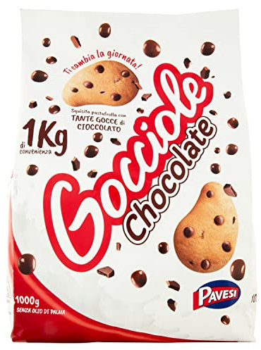 Pavesi Biscotti Frollini Gocciole Cioccolato, Biscotti da Colazione con Gocce di Cioccolato, senza Olio di Palma, 1 kg