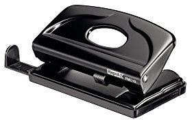 Rapid 21835311 Mini-Locher (10 Blatt, Anschlagschiene mit Formatvorgaben, Metall, FMC10) schwarz