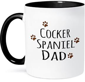 3dRose Mug_153892_4 Cocker Spaniel Dog Dad, Ceramic, Black/White