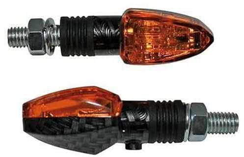 Blinker Lizzard Paar Halogen,Motorrad, Carbonlook, gelbes Glas, 12V/6W