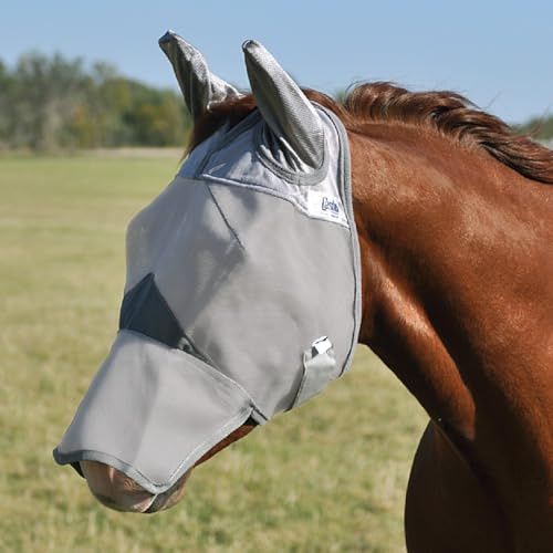 Cashel Crusader Fly Mask, Long Nose with Ears (Grey, Horse)