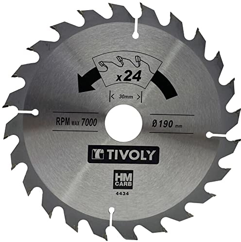 Tivoly XT50514004434 Lame de Scie Circulaire Ø190 x30mm x Z: 24 Dents Carbure, Coupe Débit - Pour Bois et plâtre