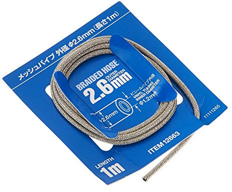 TAMIYA 12663 - 1:6/1:12/1:24 1,2x2,6mm Gewebeschlauch 1m, Modellbau, Basteln, Hobby, Kleben, Zubehör, Ersatzteil, Silber