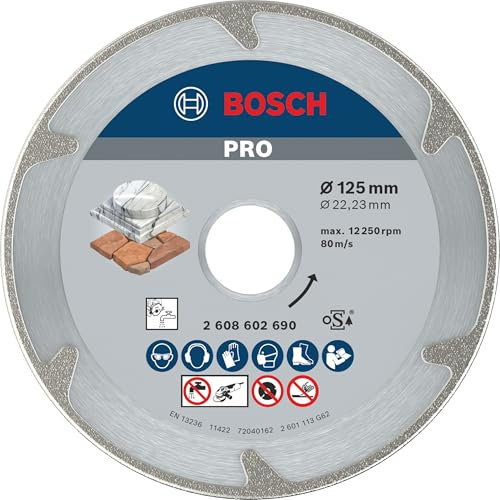 Bosch 1x PRO Marble Diamanttrennscheiben für 22,23‑mm-Bohrung und kleine Winkelschleifer (für Weichgestein, Marmor, Ø 125 mm, Professional Zubehör Kleiner Winkelschleifer)
