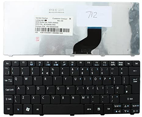 Power4Laptops Royaume-Uni Noir Versión 2 (Por Favor, consulte la imagen) Clavier pour Ordinateur Portable (PC) de Remplacement Compatible avec Acer Aspire One D255