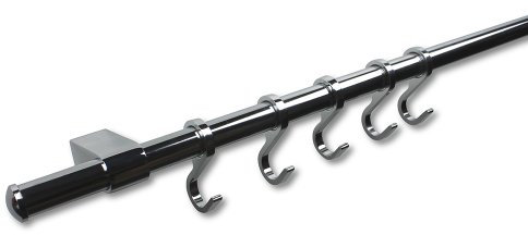 DPS Shopfitting Hängeleiste 100cm, Metal verchromte Küchenleiste zur Wandbefestigung, mit 10 Haken