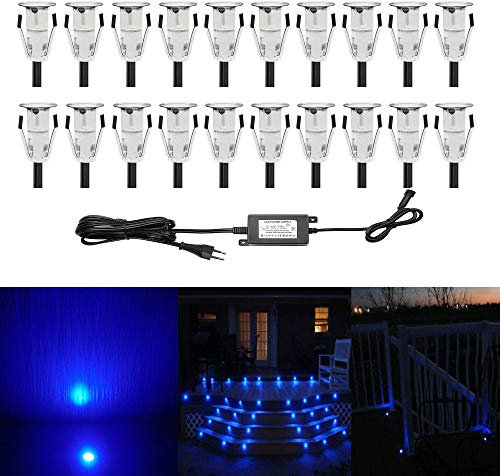 Einbauleuchten, 7 Farben, Edelstahl ø15 mm IP67 wasserdicht, 20 LEDs blau