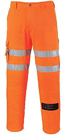 Portwest RT46 Bahn-Combat-Hose Polyester-Baumwolle 10 Taschen 1 Handytasche | Orange, 3XL, EN ISO 20471 Klasse 2, UPF 40+, Dreifache Kappnähte, Strapazierfähig, Knieschoner