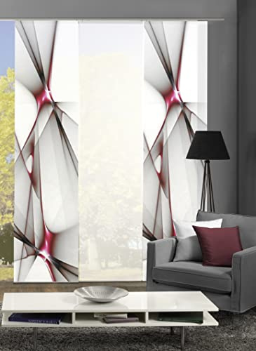 Home Fashion Flächenvorhang KINGFIELD 245x60 cm, Dekostoff, Farbe:rot, Menge:3