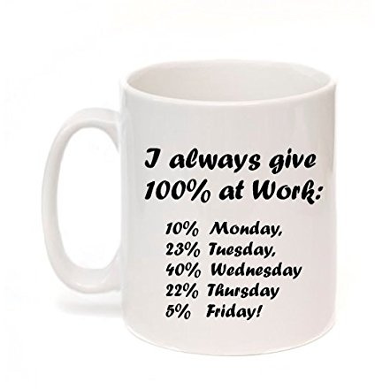 Kruzroyal I Always give 100% at Work Coffee Tea Mug Sold