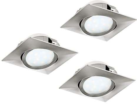 EGLO 3er Set LED Einbaustrahler Pineda, Spots aus Kunststoff