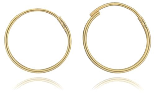 9mm 9ct Yellow Gold Hoop Sleeper Earrings for Women Men Kids - Endless/Seamless Continuous Small Thin Ultra Mini Hoops - Solid Gold Hoop Earring Sleepers