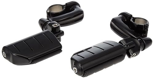 Kuryakyn 7599 Motorcycle Foot Controls: Longhorn Offset Trident Dually Highway Pegs with Magnum Quick Clamps for 1-1/4 Engine Guards/Tubing, Gloss Black, 1 Pair