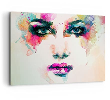 Wandbilder Dekoration Wohnzimmer Frau Gesicht Kosmetik Bilder auf Leinwand 120x80cm Leinwandbild Schlafzimmer Küche Deko Wand Kunstdruck Art Groß XXL Wanddeko Bild Wall Decor Canvas AA120x80-3050