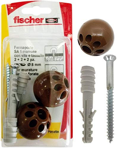Fischer Ferma Porta Marrone 1N K, kit con due blocca porta da pavimento, 504639
