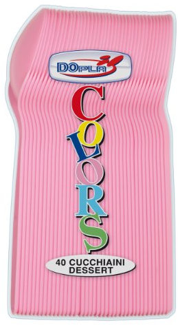 DOPLA Cucchiaio Rosa Plastica 40 Pezzi