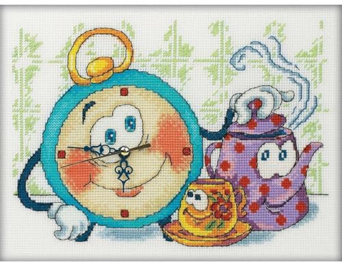 Kit de Punto de Cruz. Reloj Teteras Simpáticas