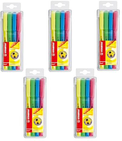 STABILO - Textmarker - flash - 5x 4er Pack - gelb, grün, blau, pink