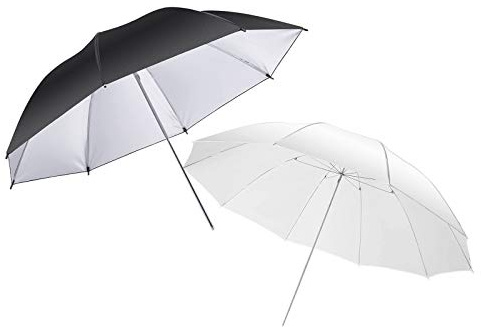 2 x 43 Photo Studio Black Silver Reflective Umbrella White Soft Umbrella for Video Lighting Photo Studio Lighting Portrait Shooting Product Photography