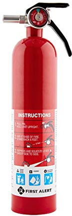 First Alert Fire Extinguisher for Home, Standard Rechargeable Compliance Unit, UL RATED 1-A:10-B:C, HOME1, Red, 1-Pack