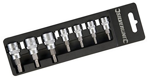 Silverline 763566 T10 - T40 Socket Set 1/4 and 3/8 Drive 7pce T10 - T40