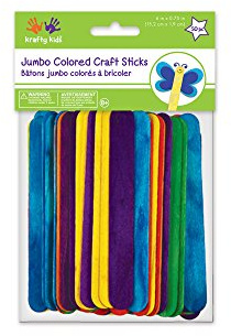 Multicraft Imports Krafty Kids FN-130 CW506 Craftwood Jumbo Colored Craft Sticks, 6in by 0.75in, 50-Piece